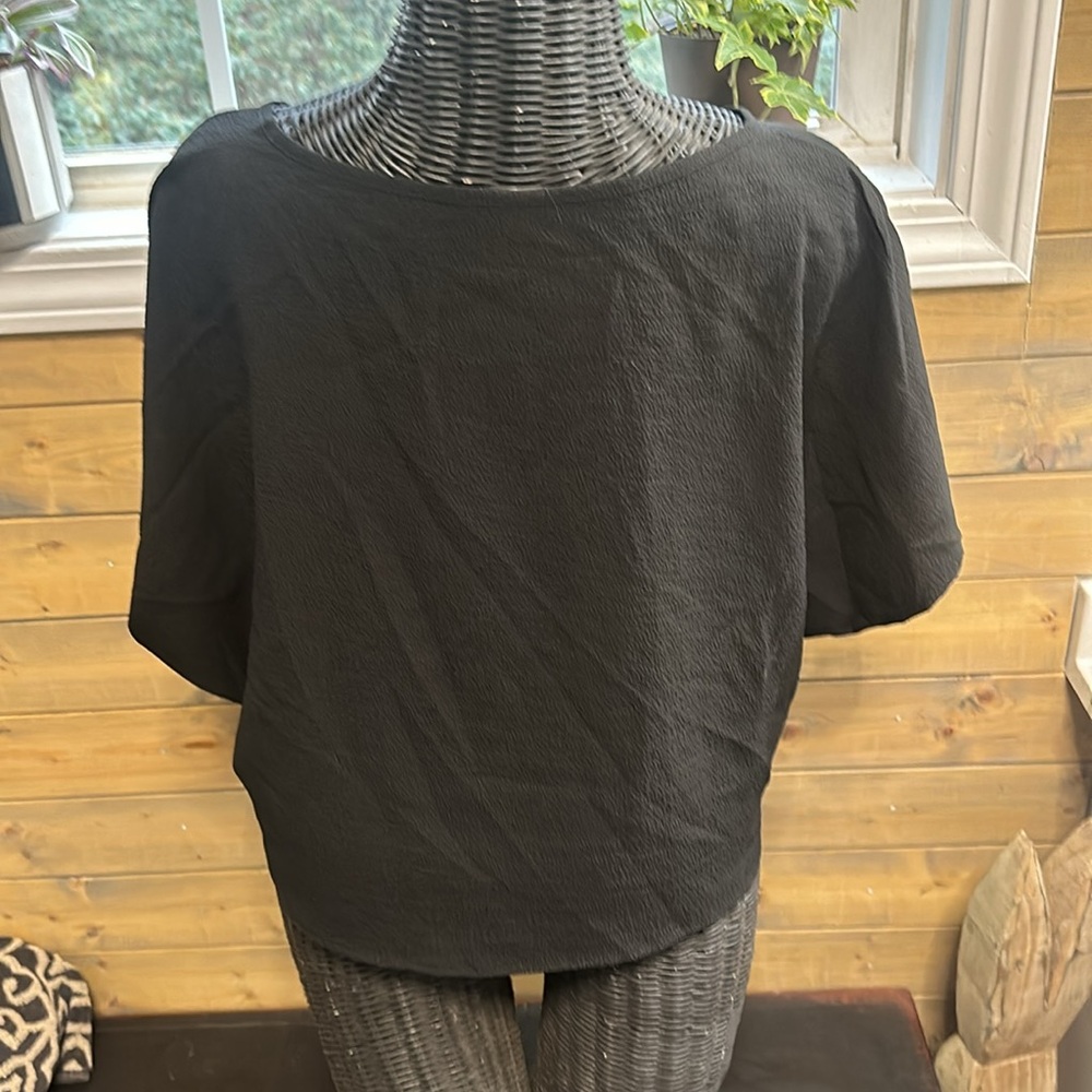 Black Ruched V-Neck Top - Picture 3 of 8